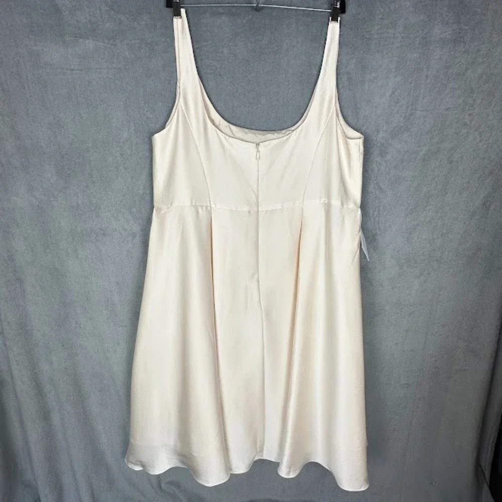Azazie Atelier Olivia Dress Womens 24 Cream Pleated Midi Wedding Guest Cocktail - Picture 8 of 16